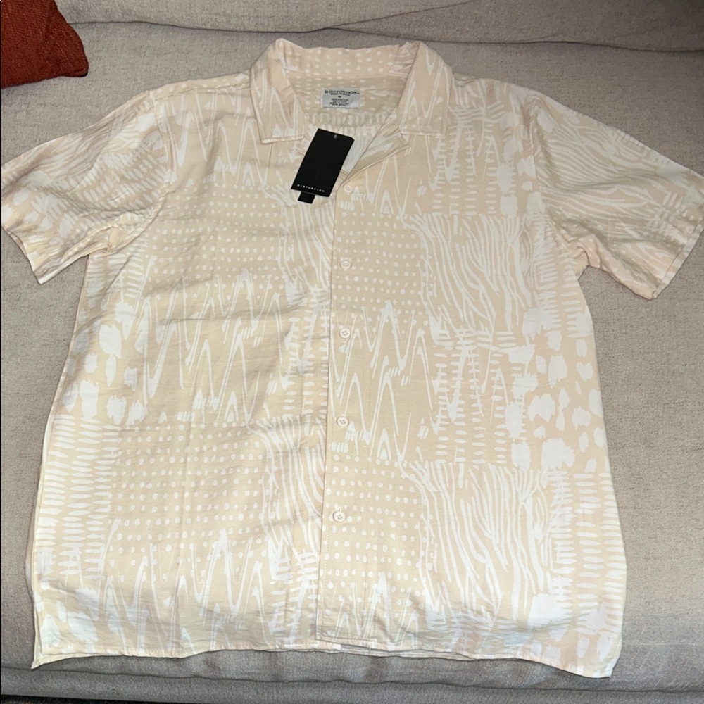 Cream Patterned Short Sleeve Shirt